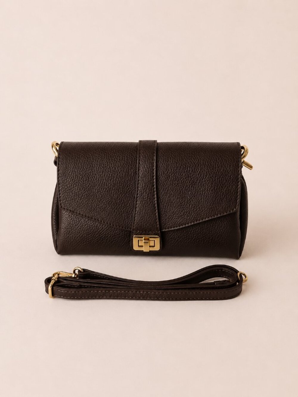 Dark Brown Italian Leather Crossbody Bag, Structured Shoulder Purse - Picture 5 of 12